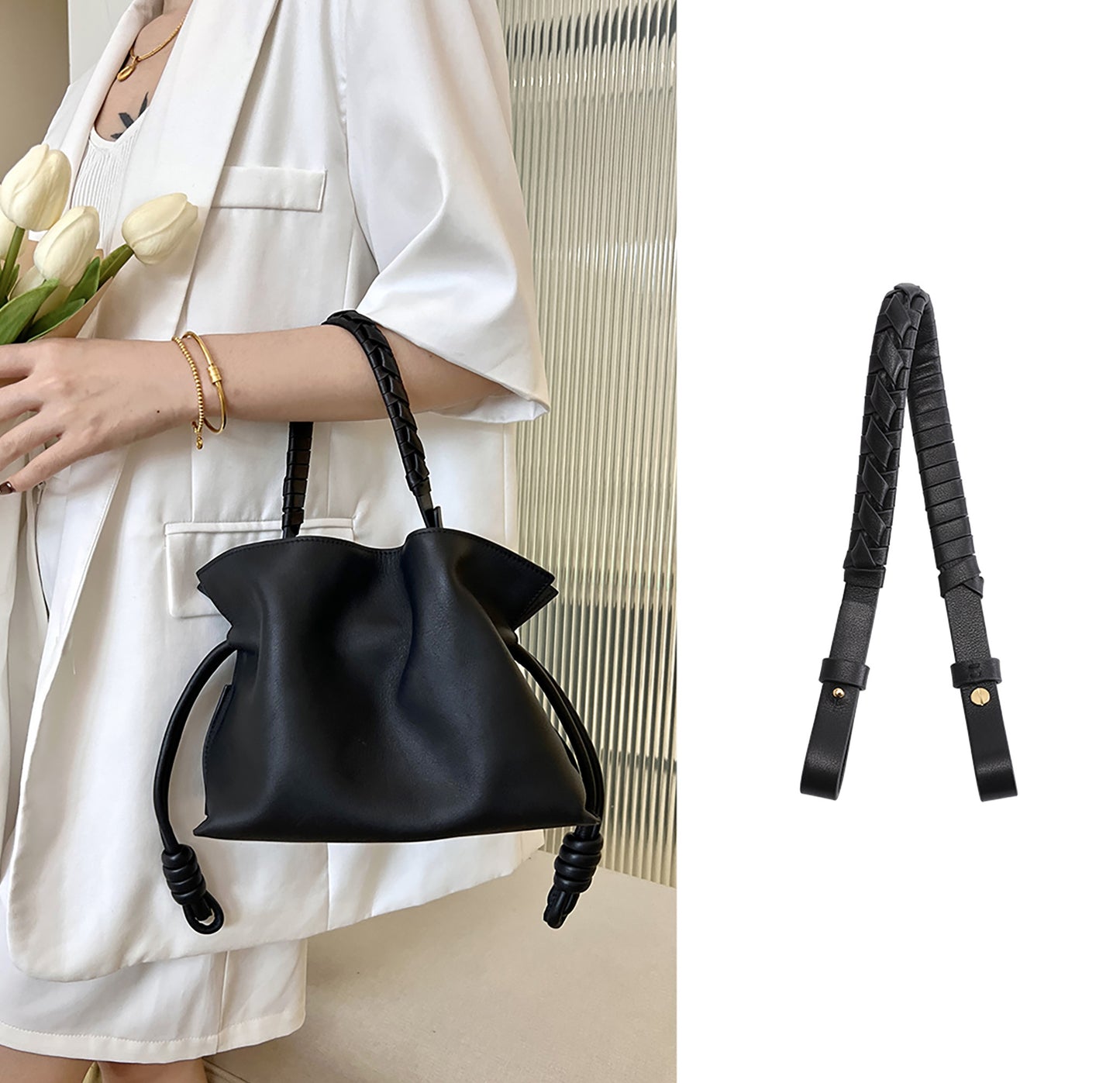 Genuine Leather Flamenco Bag Replacement Handle & Shoulder Strap – 47cm Length, 1.8cm Width