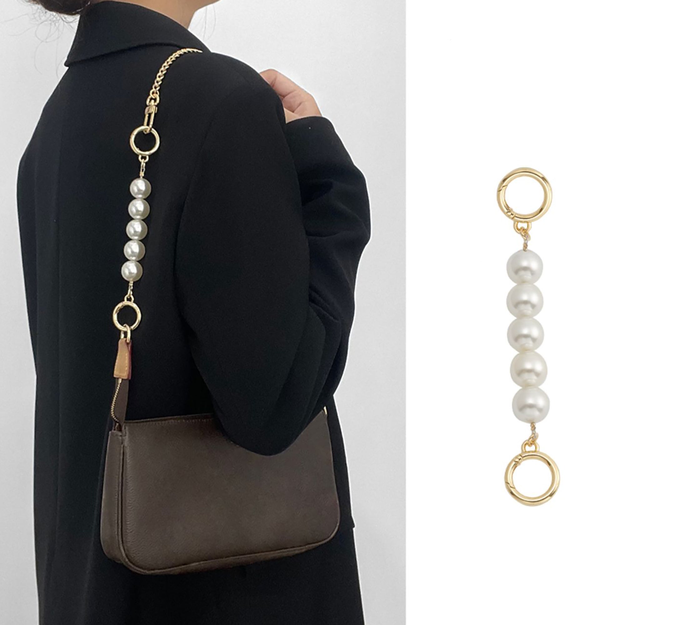Extension Accessory Underarm bag strap extension accessory, pearl extension chain, metal c ...