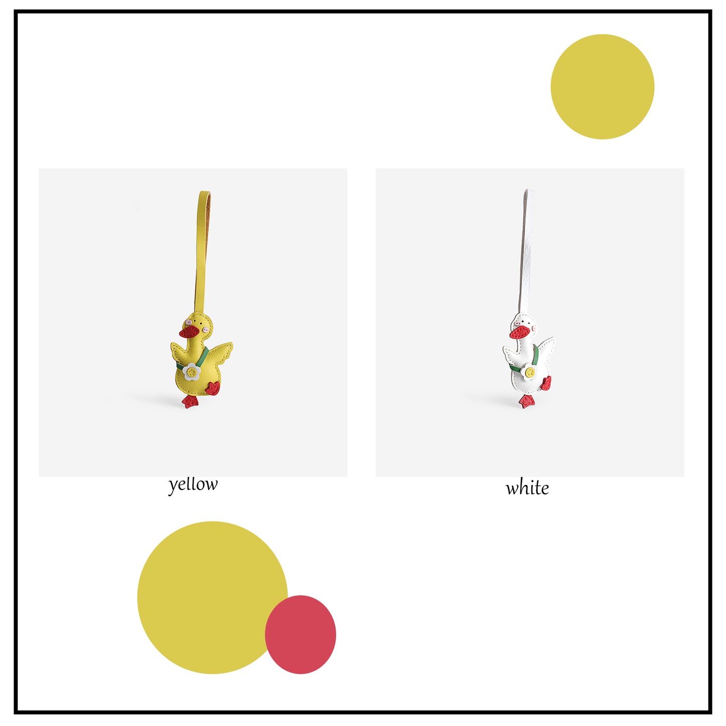 Handcrafted Genuine Leather Duck Keychain Charm -&nbsp; Cute &amp; Fresh Design, Multi-Functional