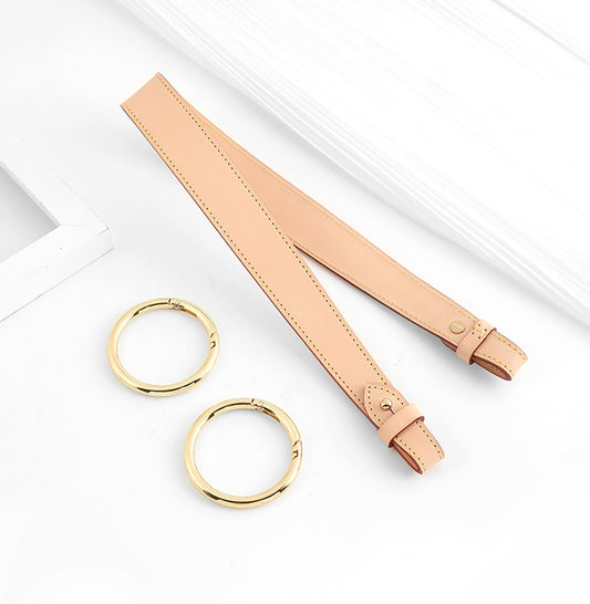 Vachetta Leather Shoulder Strap – Customizable Veg-Tan Leather Strap for Large Makeup Bags