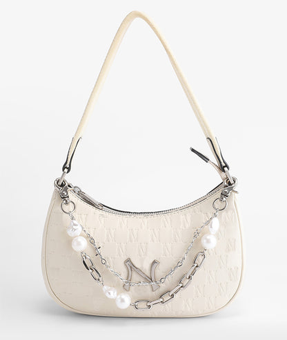 Underarm Bag Decorative Chain Modification – High-End Pearl & Metal Double Layer Chain Accessory