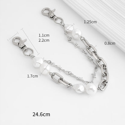 Underarm Bag Decorative Chain Modification – High-End Pearl & Metal Double Layer Chain Accessory