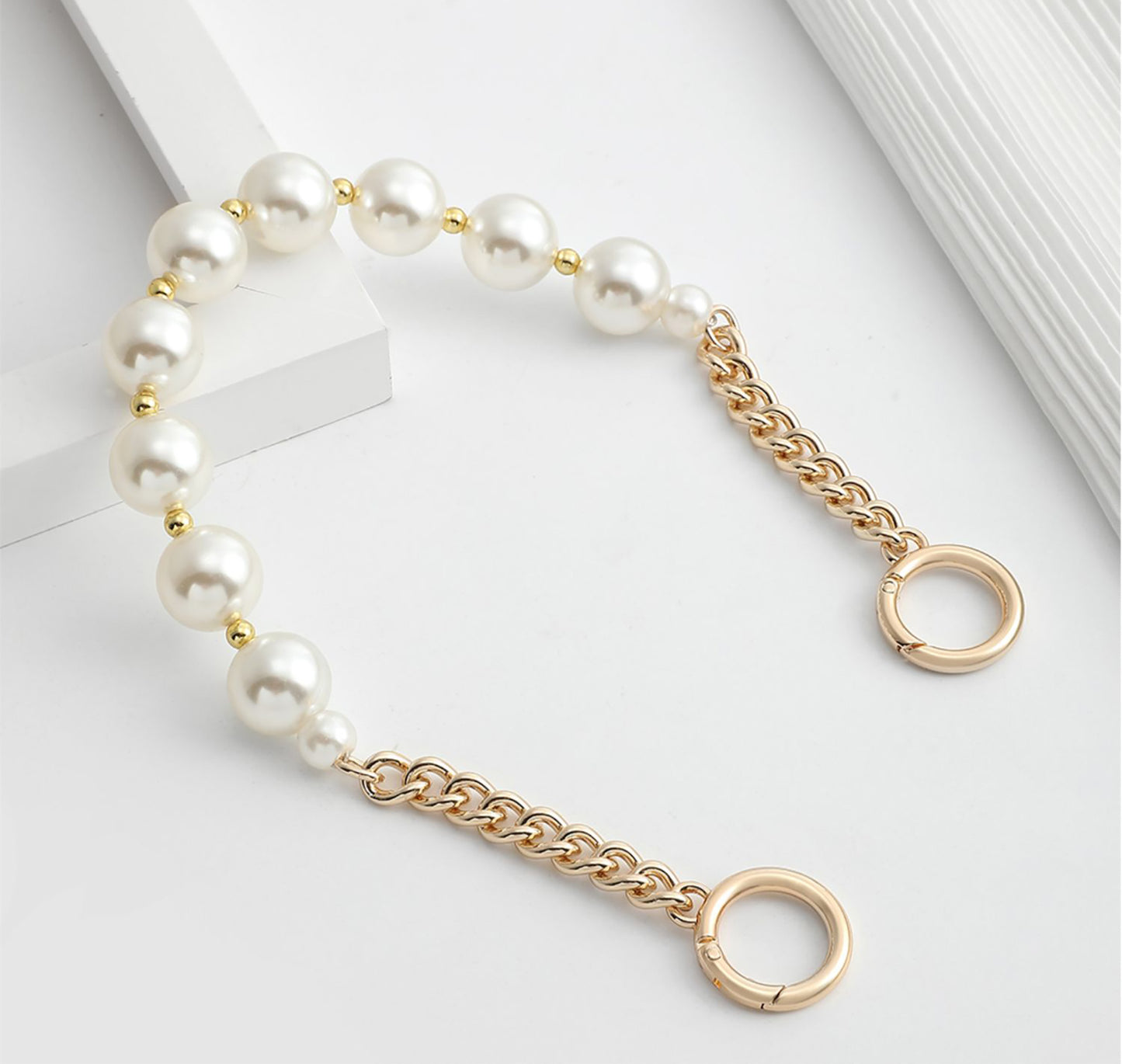 Versatile pearl metal chain handle, bag chain strap, replacement handle chain accessory for shoulder straps
