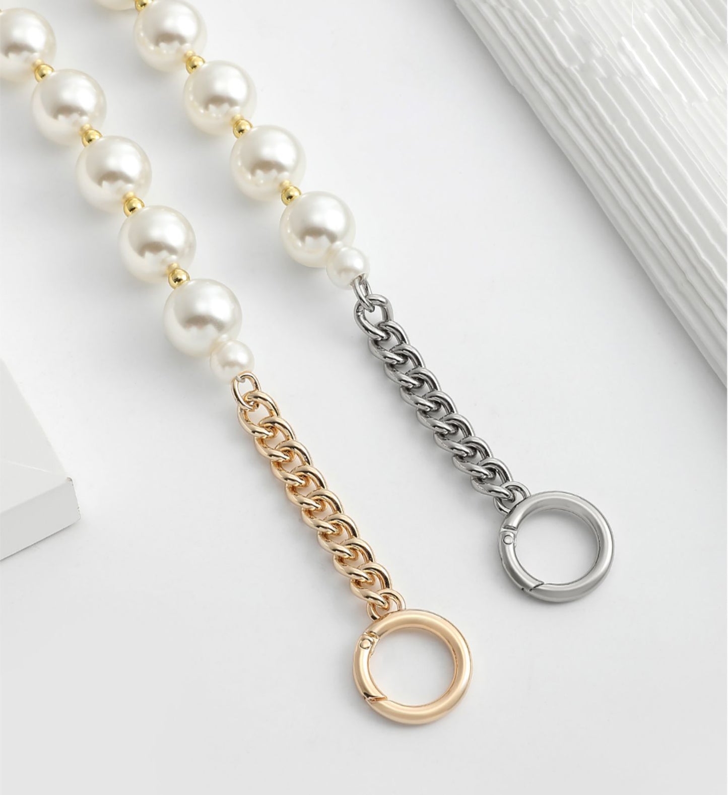 Versatile pearl metal chain handle, bag chain strap, replacement handle chain accessory for shoulder straps