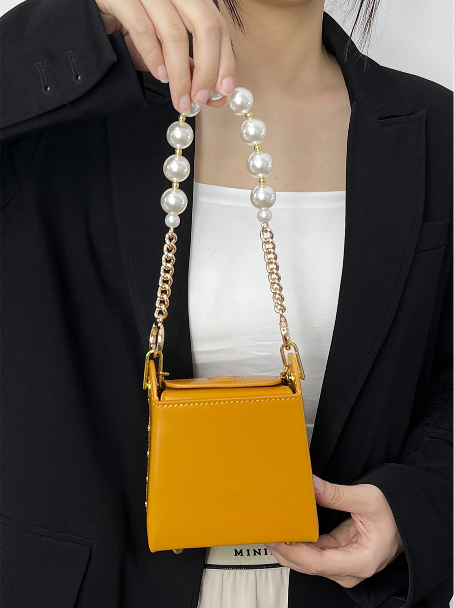 Versatile pearl metal chain handle, bag chain strap, replacement handle chain accessory for shoulder straps
