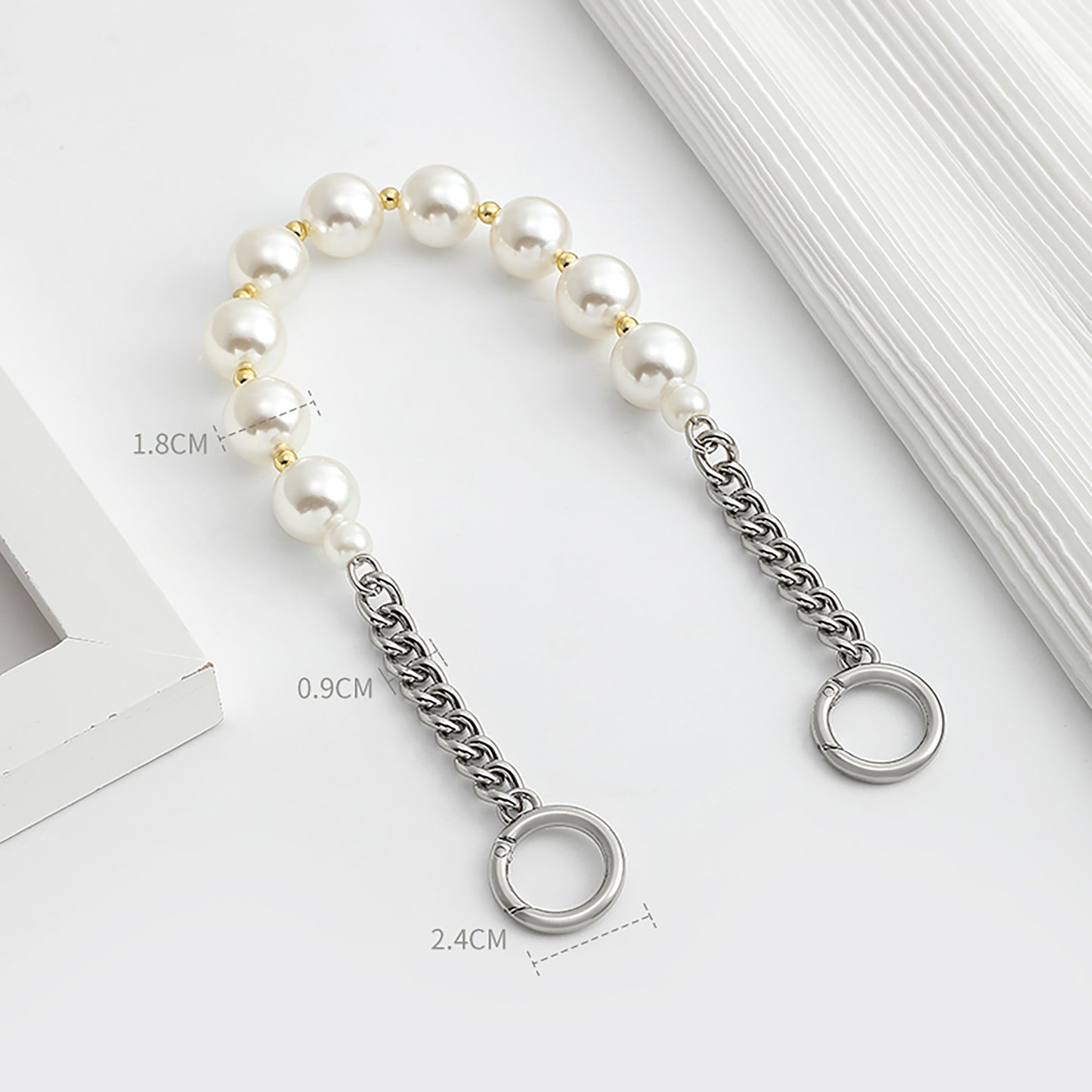 Versatile pearl metal chain handle, bag chain strap, replacement handle chain accessory for shoulder straps