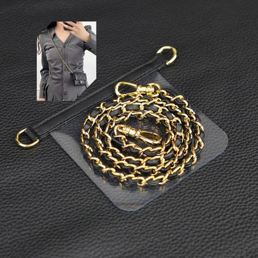 Leather through the chain wallet strap with insert for wallet,can be custom the size fit more wallets