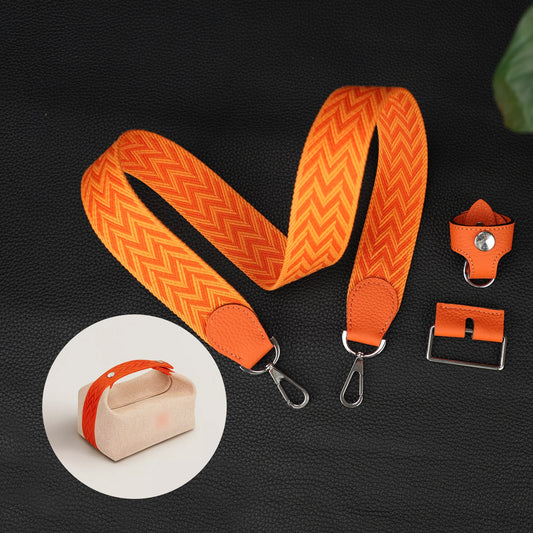 Orange Stripe shoulder strap with leather conneter for  Canvas 'Bride-a-Brac' Case